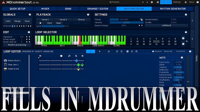 Drum fill editing in MDrummer